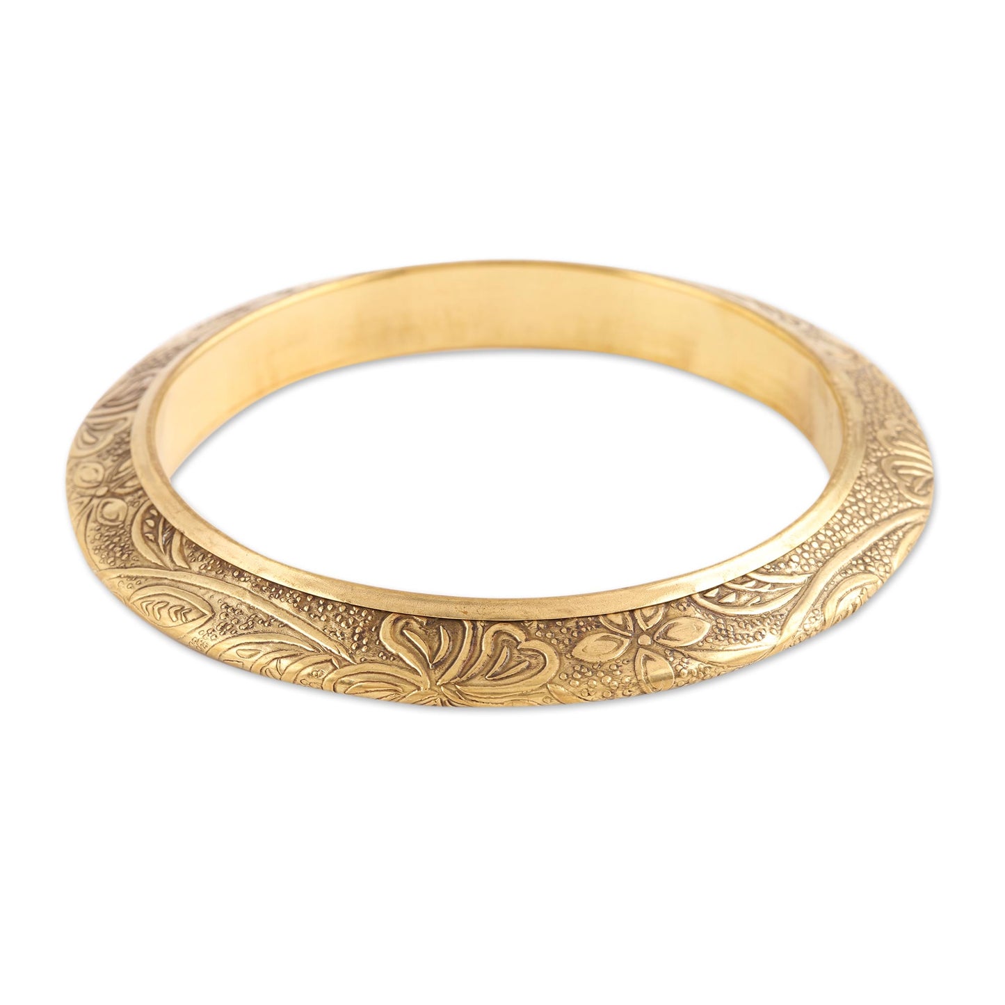 Floral Classic Floral Pattern Brass Bangle Bracelet from India