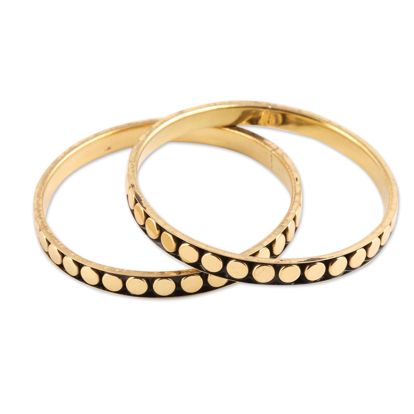 Delightful Dots Dot Pattern Brass Bangle Bracelets from India (Pair)