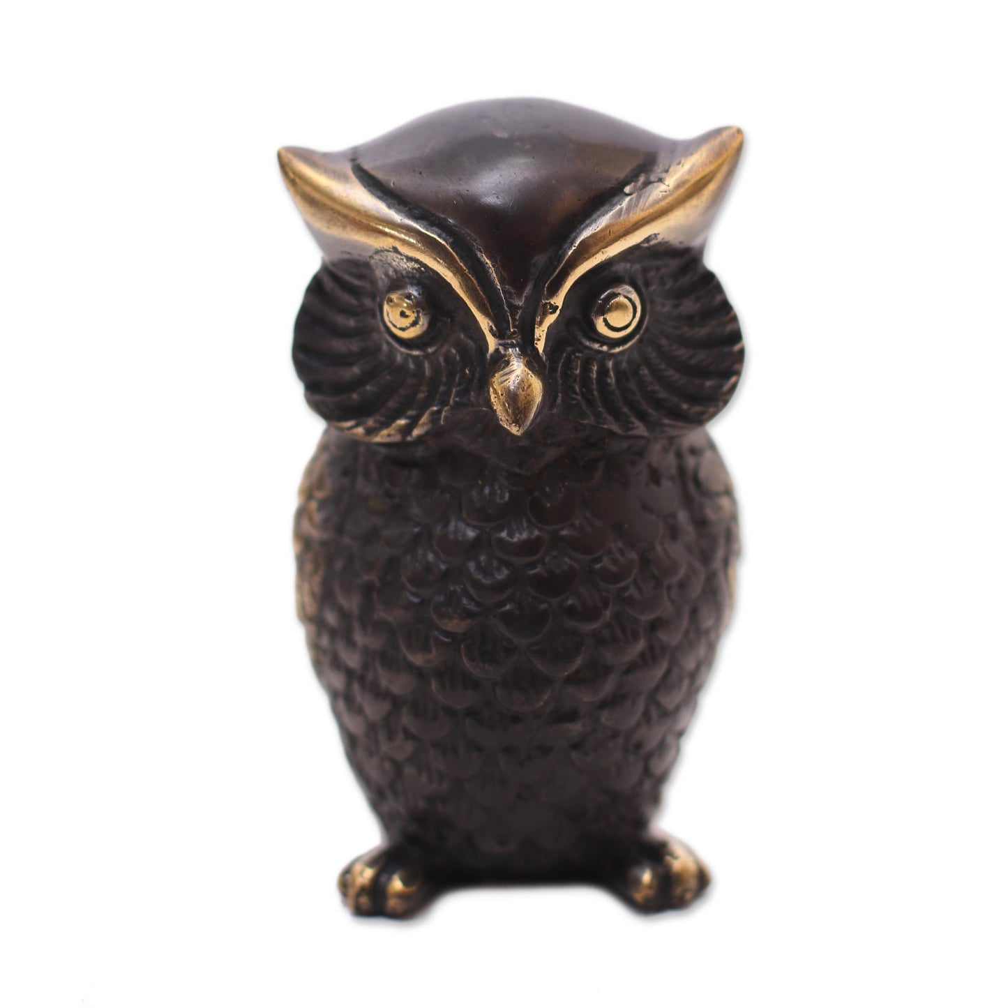 Dark Owl Antiqued Brass Owl Figurine Crafted in Bali