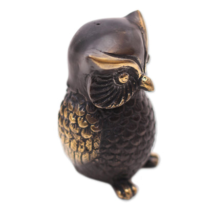 Dark Owl Antiqued Brass Owl Figurine Crafted in Bali