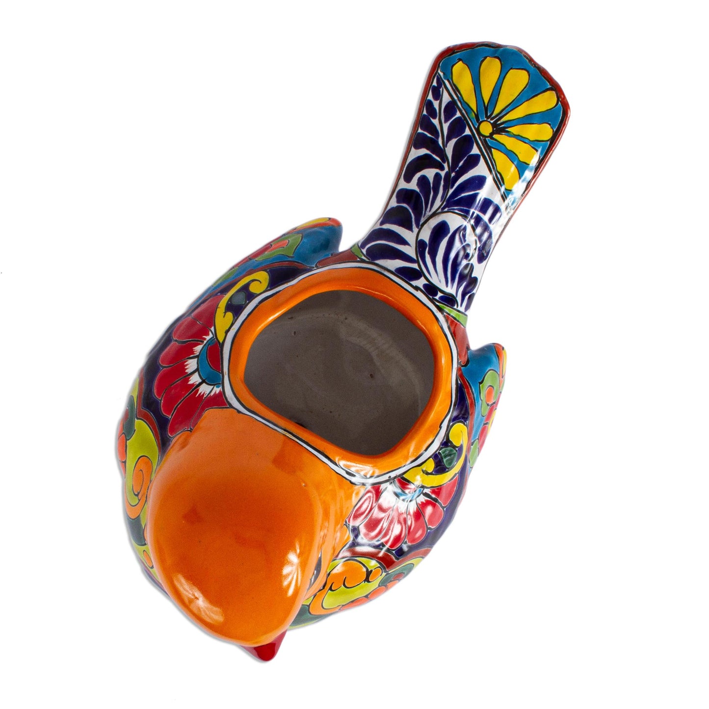 Colorful Dove Talavera-Style Ceramic Dove Planter from Mexico