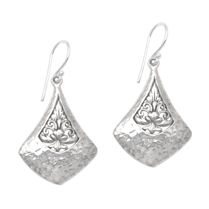 Floral Kites Kit-Shaped Sterling Silver Dangle Earrings from Bali