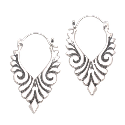 Elegant Beauty Artisan Crafted Sterling Silver Hoop Earrings from Bali