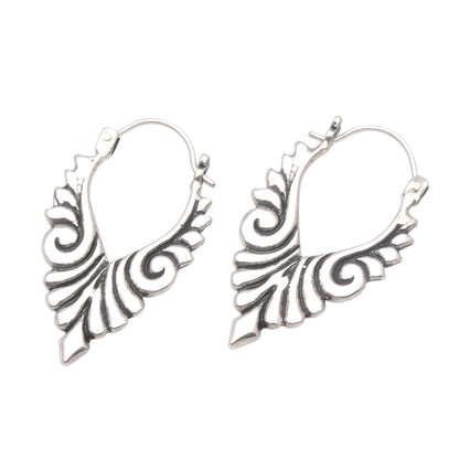 Elegant Beauty Artisan Crafted Sterling Silver Hoop Earrings from Bali