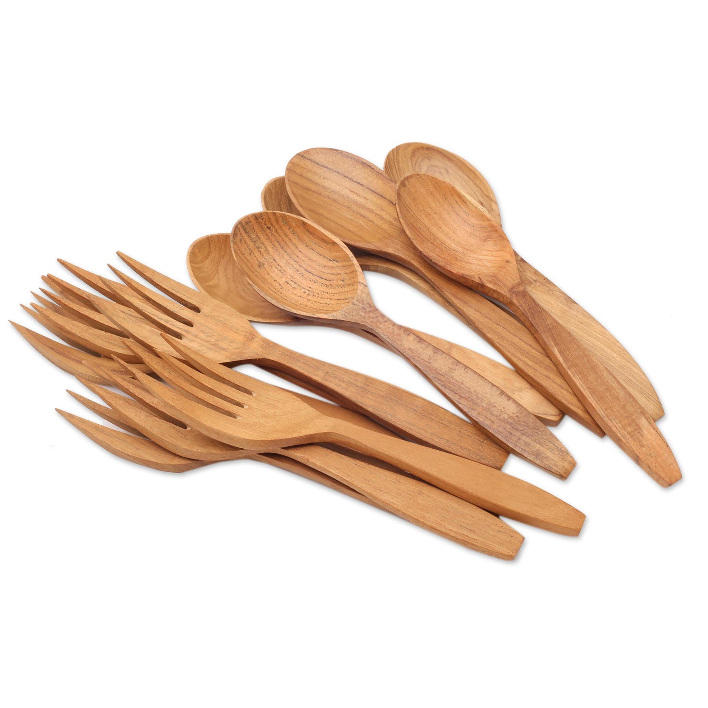 Delicious Meal Teak Wood Fork and Spoon Set from Bali (12 Piece)