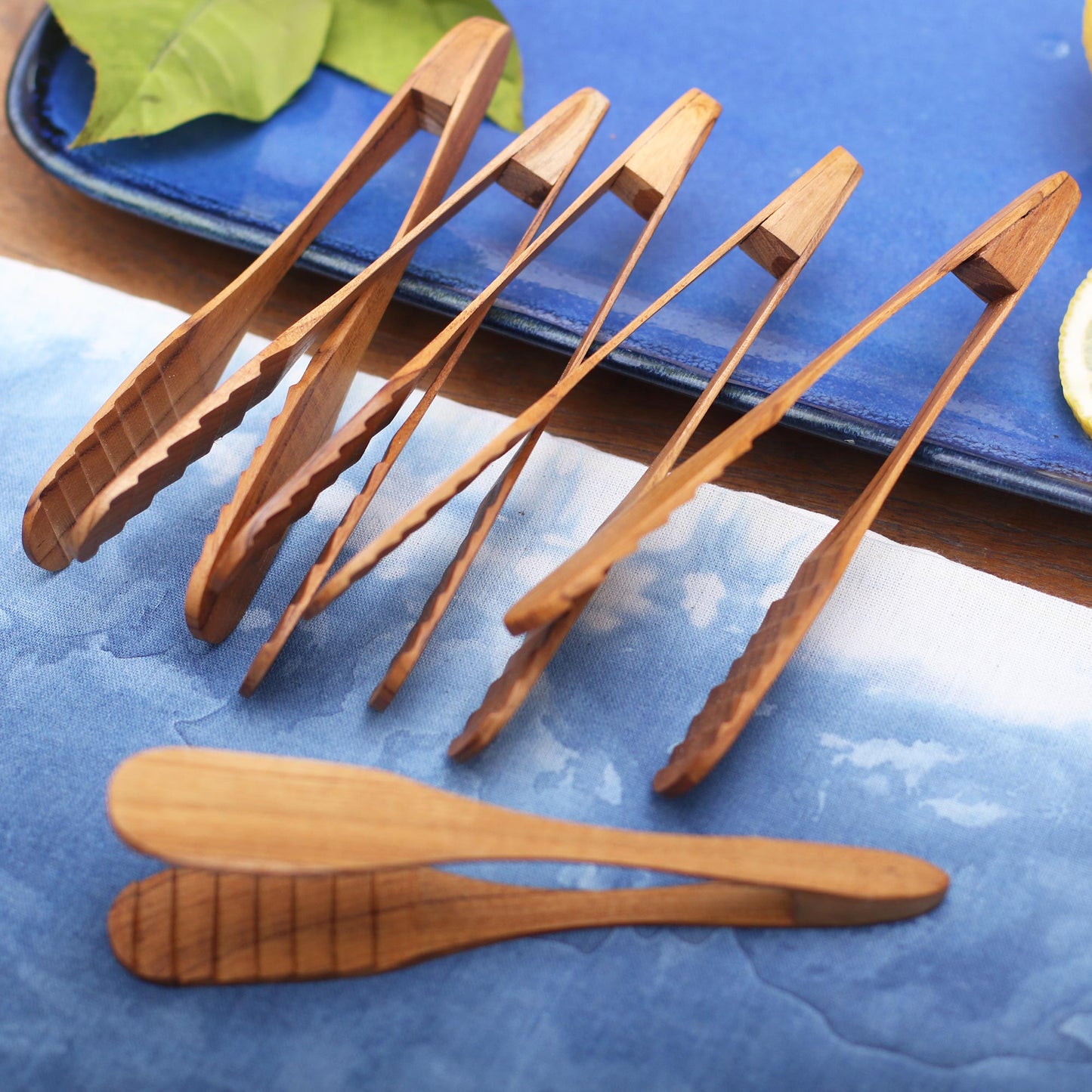 Easy Service Handcrafted Teak Wood Tongs from Bali (Set of 6)