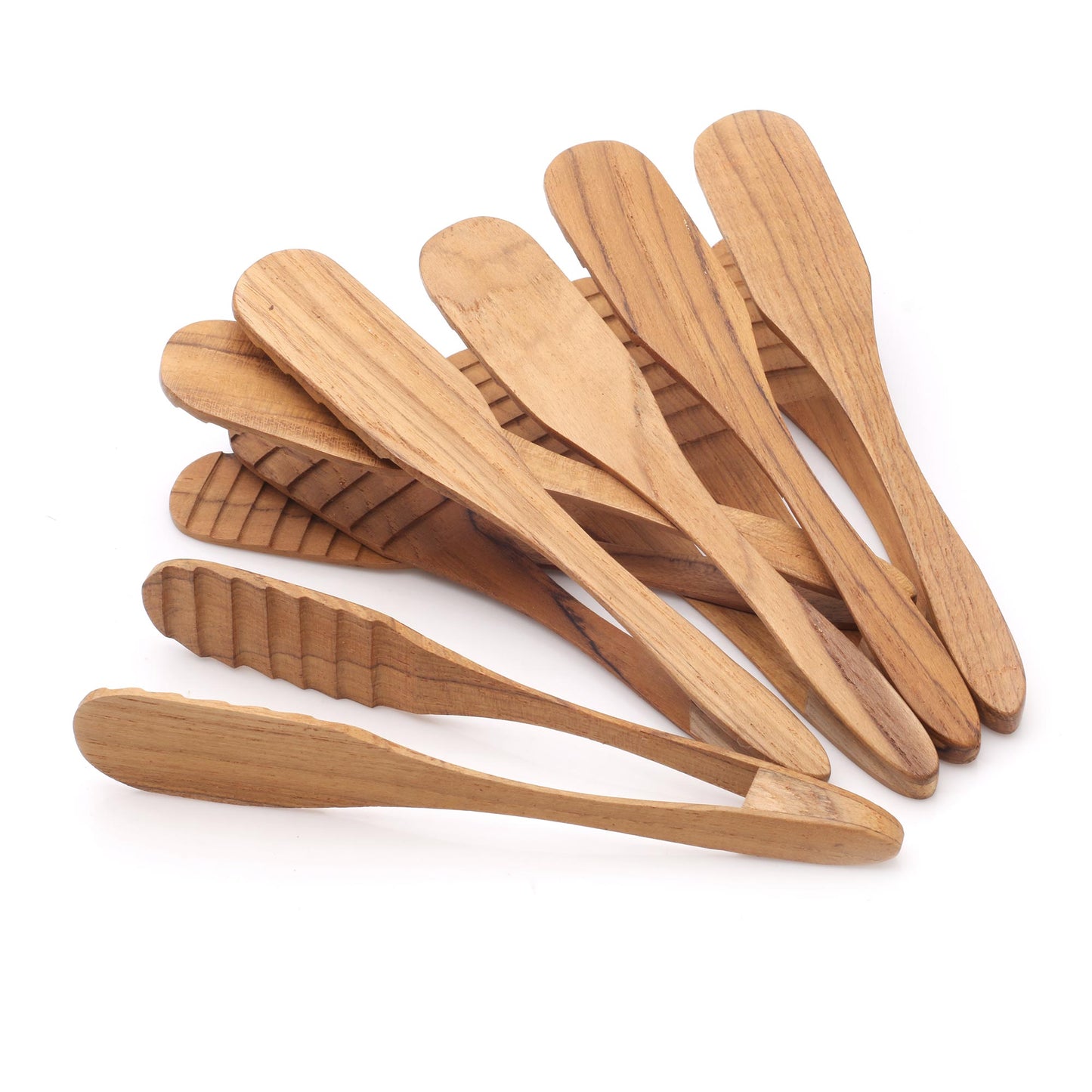 Easy Service Handcrafted Teak Wood Tongs from Bali (Set of 6)