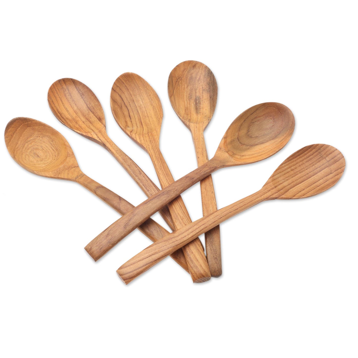 Warm Memory Handcrafted Teak Wood Spoons from Bali (Set of 6)