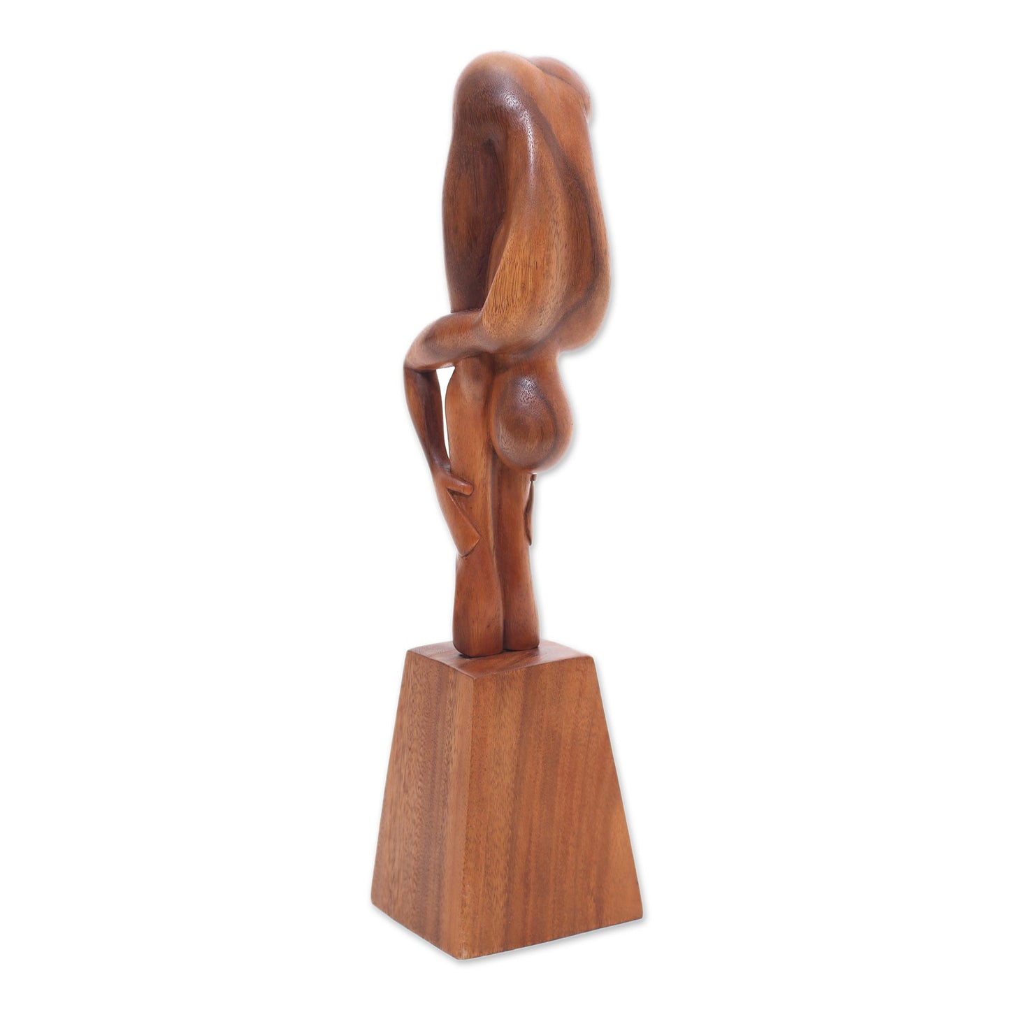 Yoga Expert Hand-Carved Yoga-Themed Suar Wood Sculpture from Bali