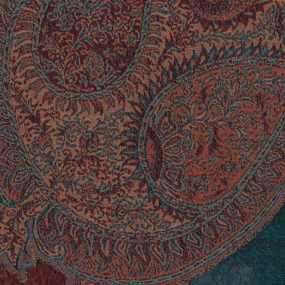 Colorful Paisleys Paisley Motif Jamawar Wool Shawl from India