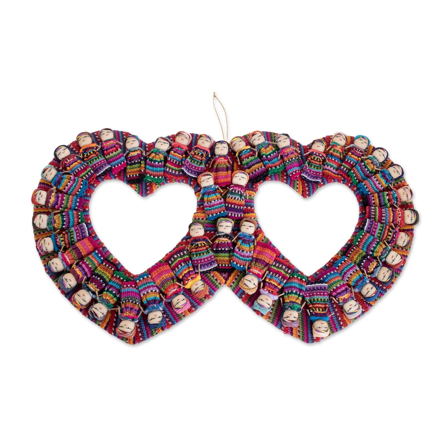 Histories of Love Heart-Shaped Cotton Worry Doll Wall Decor from Guatemala