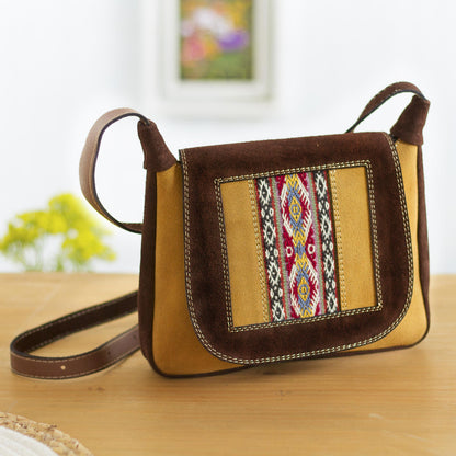 Fun Travels Wool Accented Suede Messenger Bag from Peru