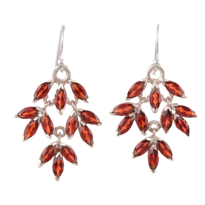 Glittering Autumn Marquise Garnet Dangle Earrings Crafted in India