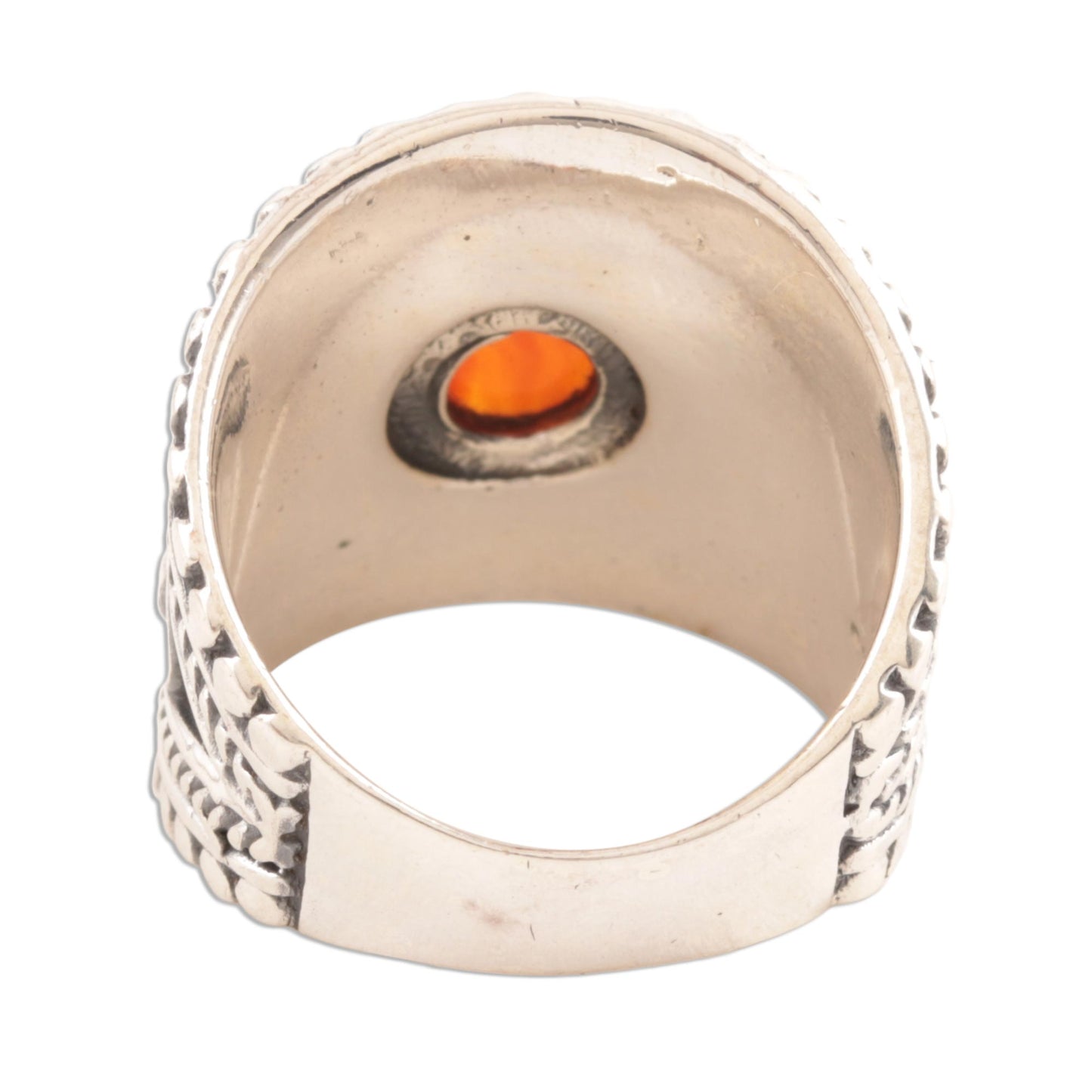 Sunset Dome Red-Orange Onyx Single-Stone Ring from India