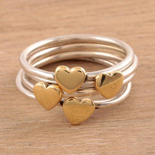 Heart Royalty Sterling Silver and Brass Heart Band Rings from India