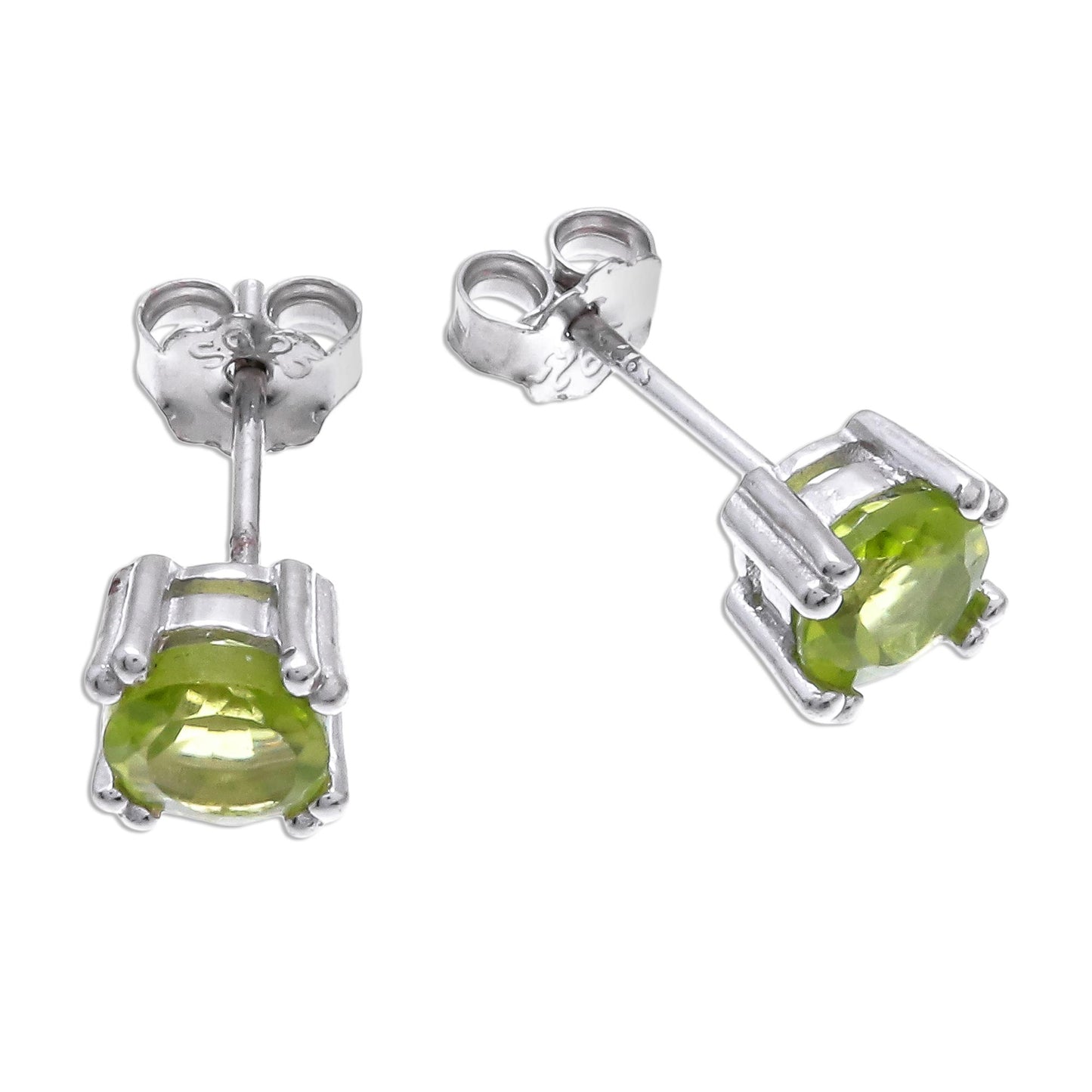 Sparkling Gems Faceted Peridot Stud Earrings from Thailand