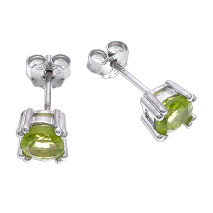 Sparkling Gems Faceted Peridot Stud Earrings from Thailand