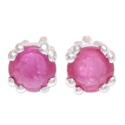 Sparkling Gems Faceted Ruby Stud Earrings from Thailand