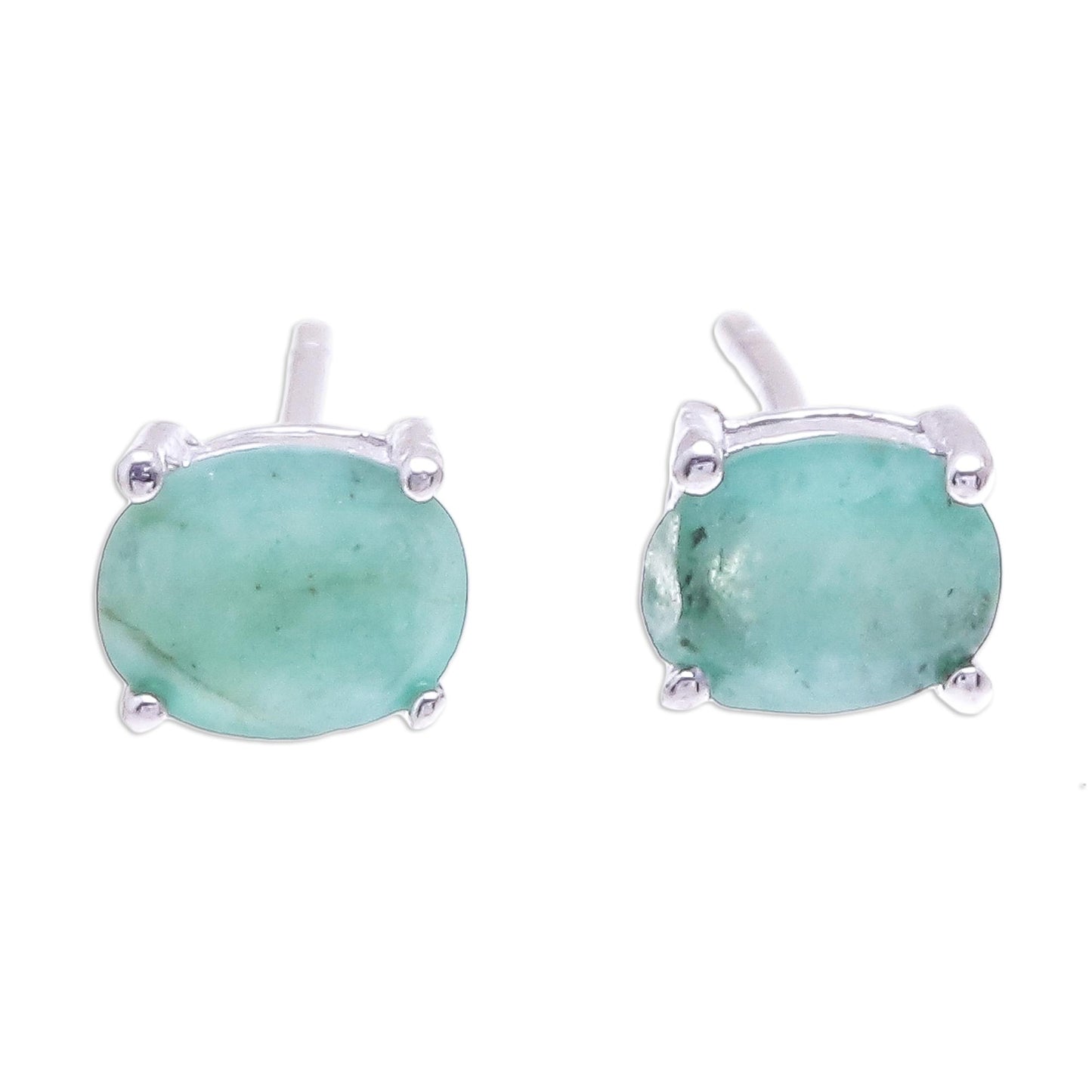 Verdant Marvel Faceted Emerald Stud Earrings from Thailand