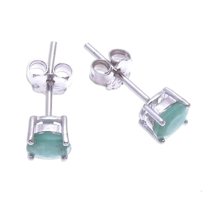 Verdant Marvel Faceted Emerald Stud Earrings from Thailand