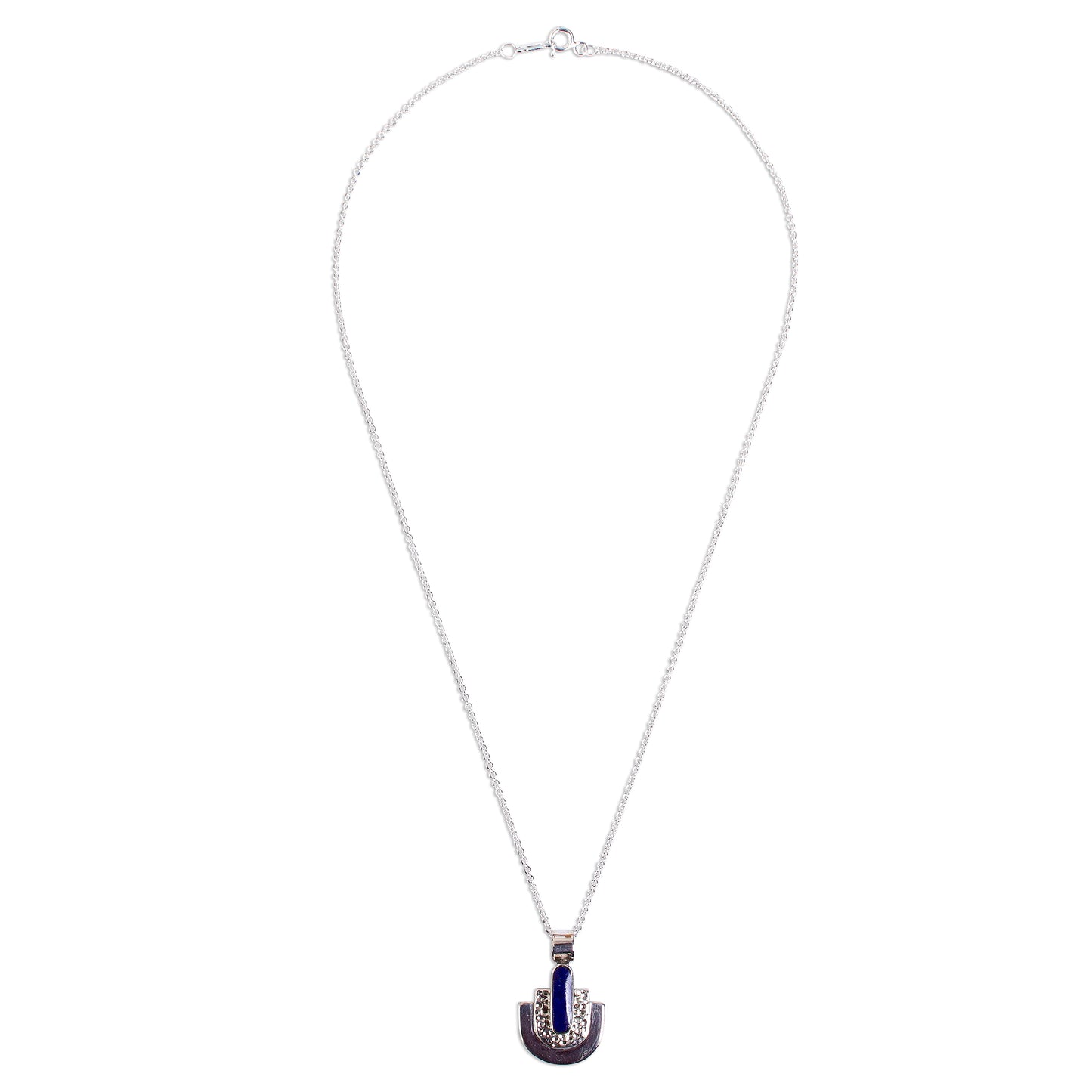 Huipil Style Taxco Lapis Lazuli Pendant Necklace from Mexico