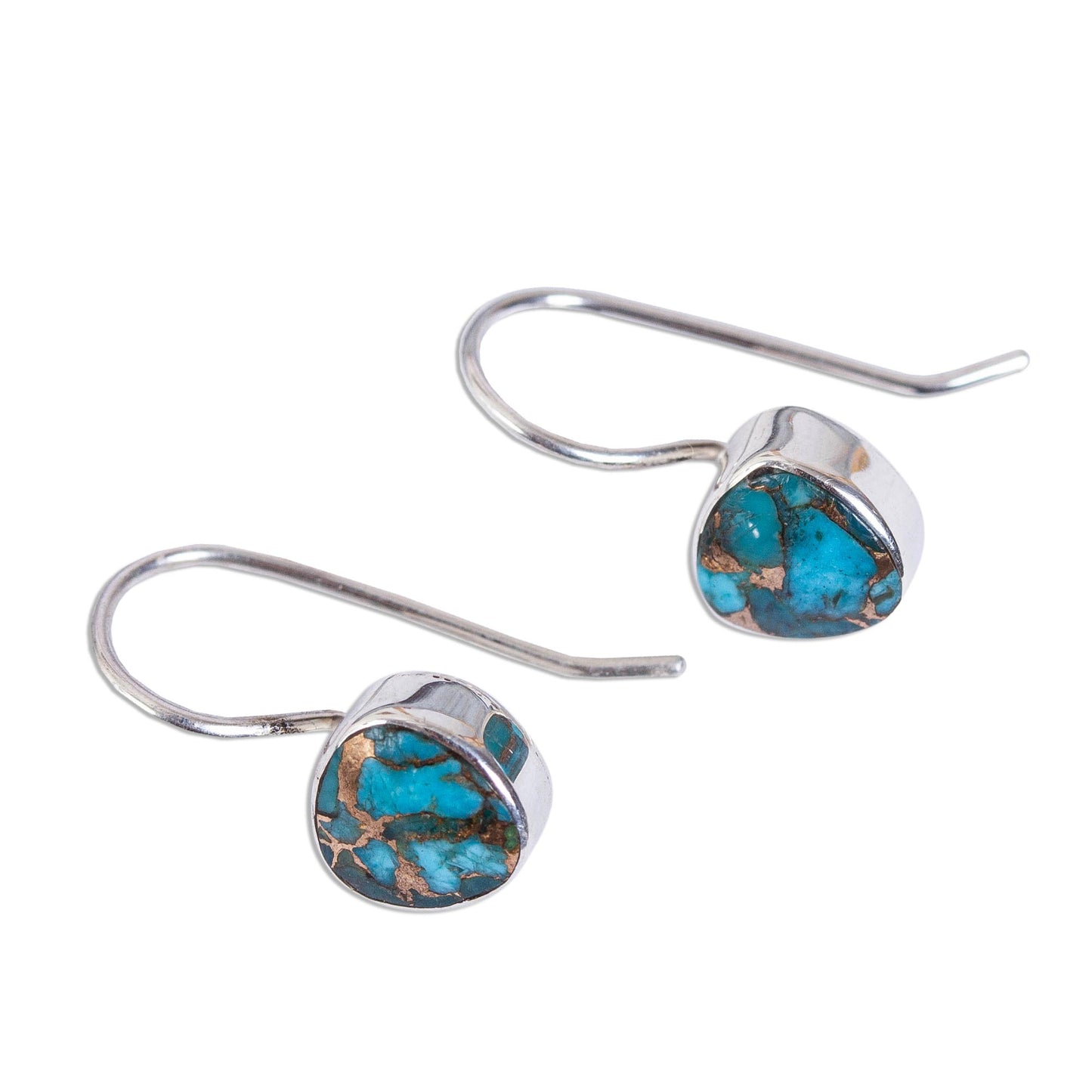 Gleaming Gems Taxco Composite Turquoise Drop Earrings from Mexico