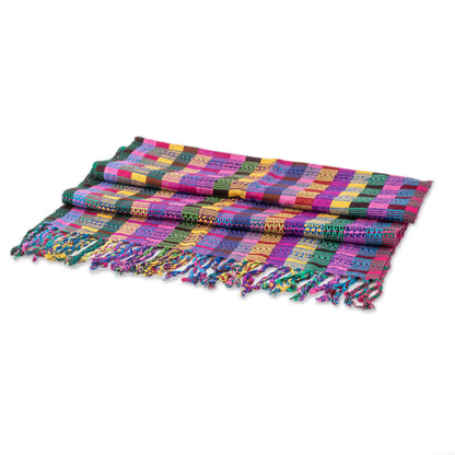 San Juan Fiesta Colorful Cotton Shawl Crafted in Guatemala