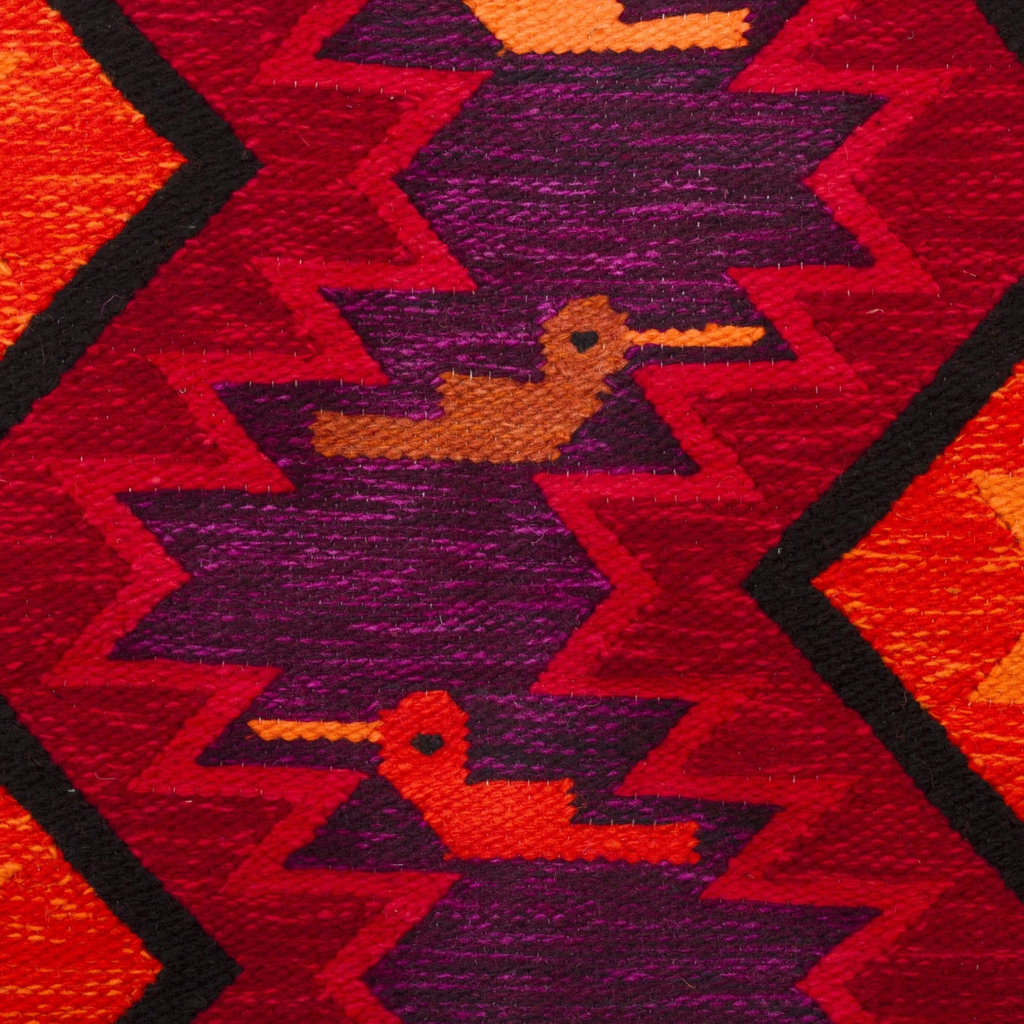 Hummingbird Geometry Hummingbird Motif Geometric Wool Tapestry from Peru