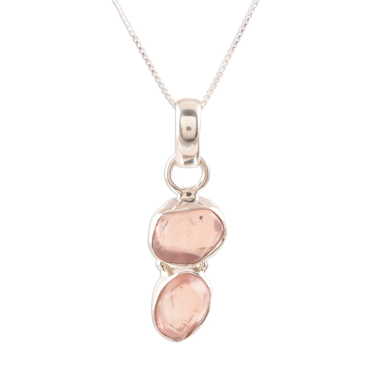 Pink Flair Rose Quartz Pendant Necklace Crafted in India