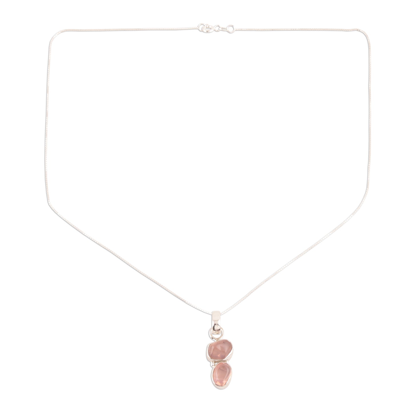 Pink Flair Rose Quartz Pendant Necklace Crafted in India