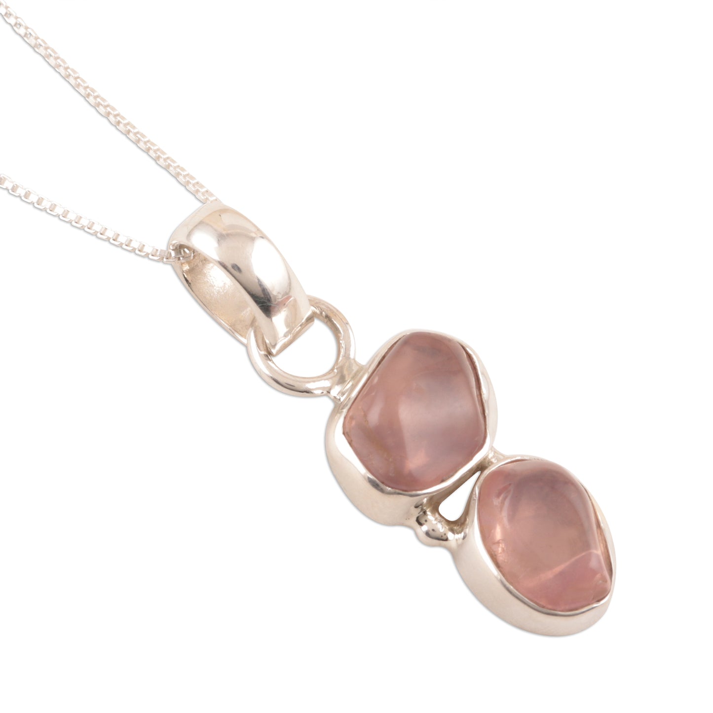 Pink Flair Rose Quartz Pendant Necklace Crafted in India