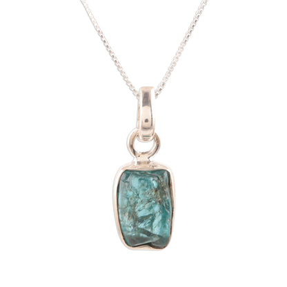 Appealing Sea Apatite Nugget Pendant Necklace Crafted in India