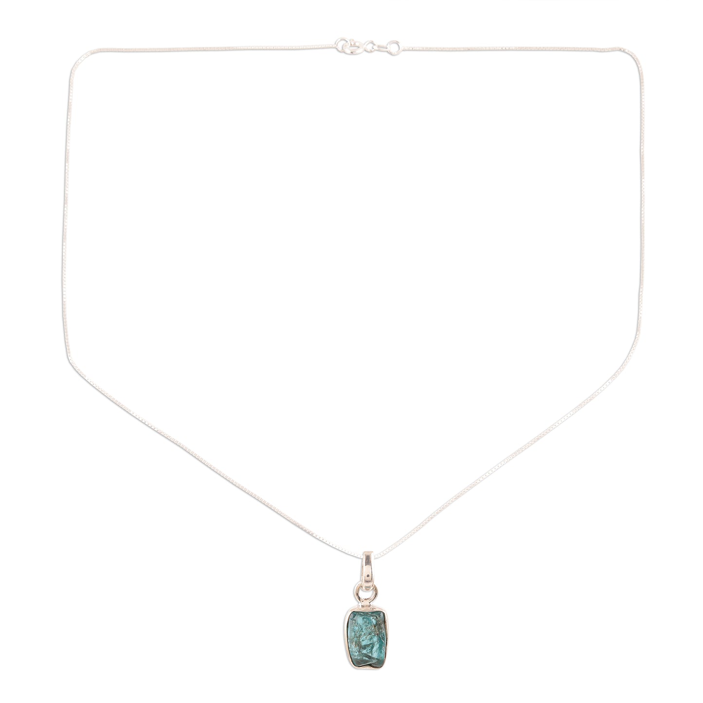 Appealing Sea Apatite Nugget Pendant Necklace Crafted in India