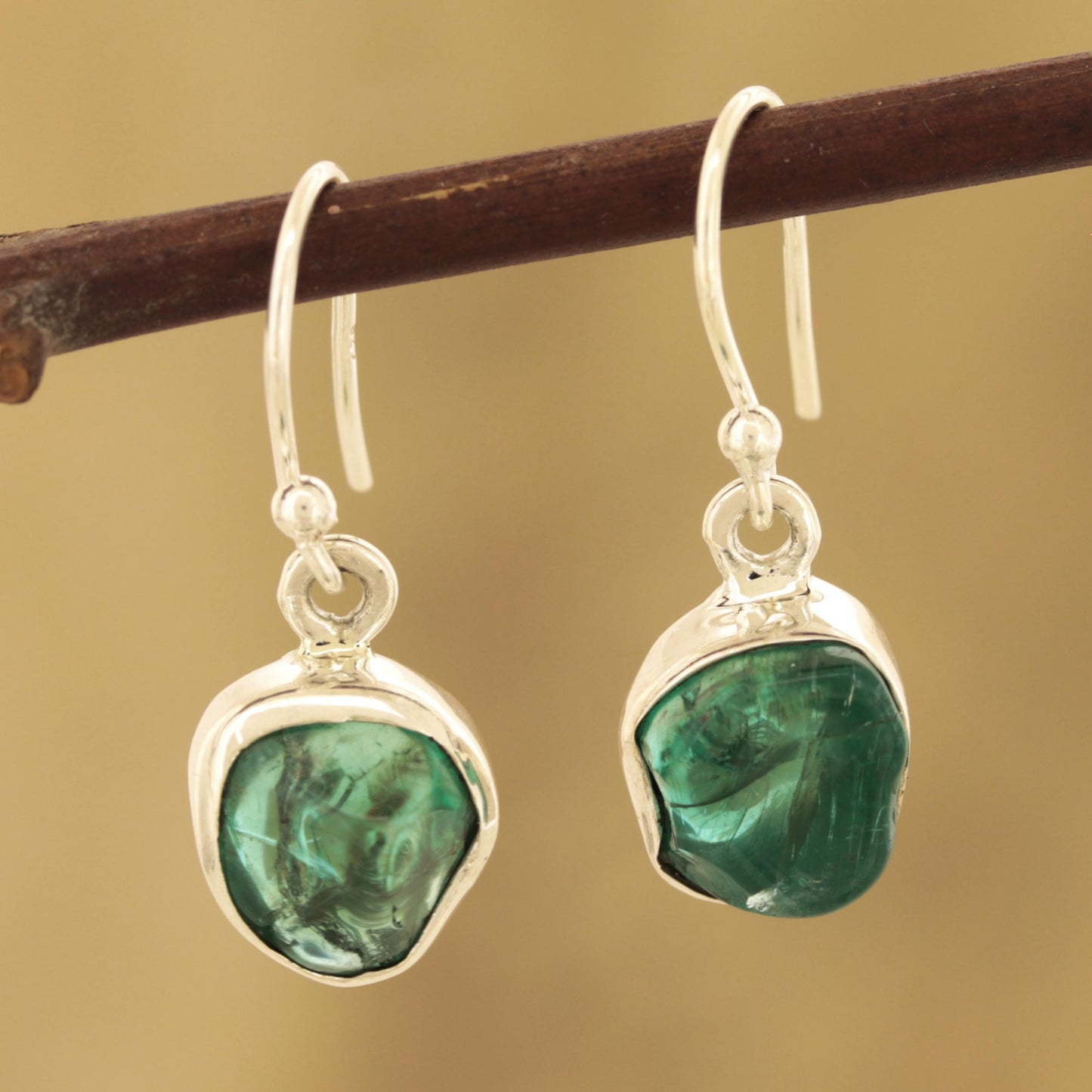 Ocean Nuggets Apatite Nugget Dangle Earrings Crafted in India