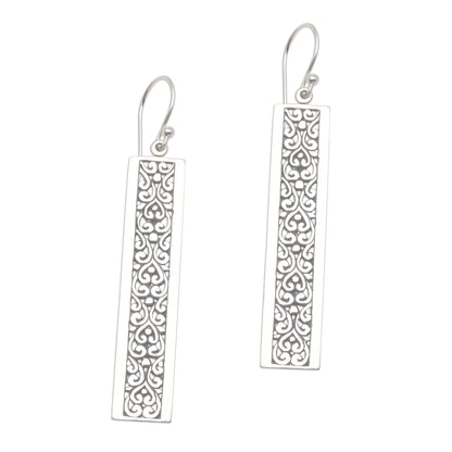 Heirloom Rectangles Rectangular Patterned Sterling Silver Dangle Earrings