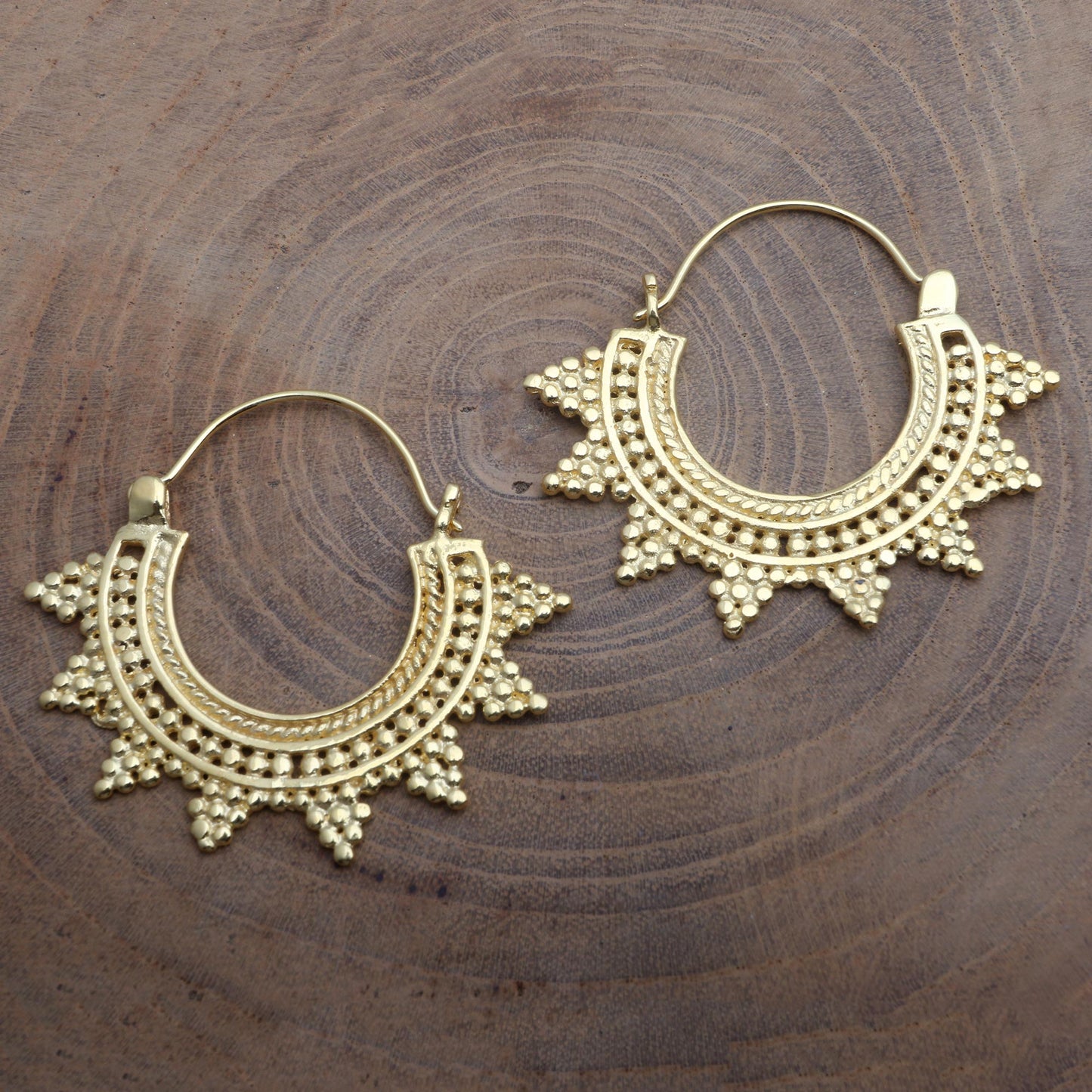 Sunrays 18k Gold Plated Balinese Hoop Earrings