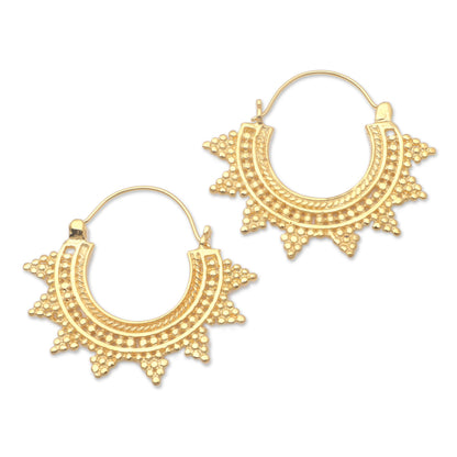 Sunrays 18k Gold Plated Balinese Hoop Earrings