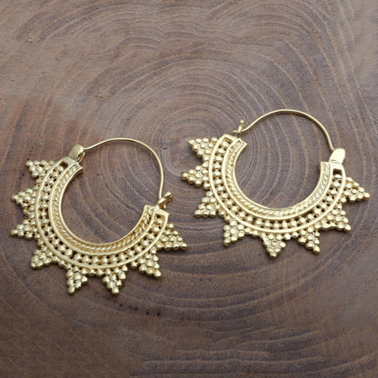 Sunrays 18k Gold Plated Balinese Hoop Earrings