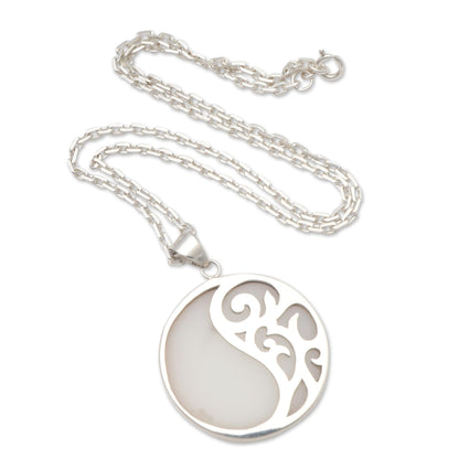 Elegant Yin and Yang Sterling Silver and Resin Pendant Necklace from Bali