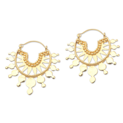 Golden Celebration Artisan Crafted 18k Gold Plated Hoop Earrings from Bali