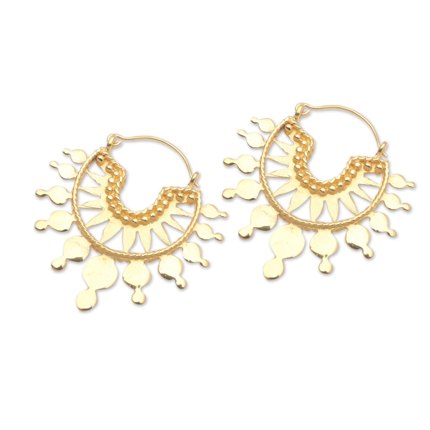 Golden Celebration Artisan Crafted 18k Gold Plated Hoop Earrings from Bali