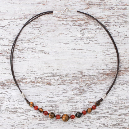 Joyful Holiday Tiger's Eye and Carnelian Beaded Necklace with Karen Silver