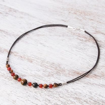 Joyful Holiday Tiger's Eye and Carnelian Beaded Necklace with Karen Silver