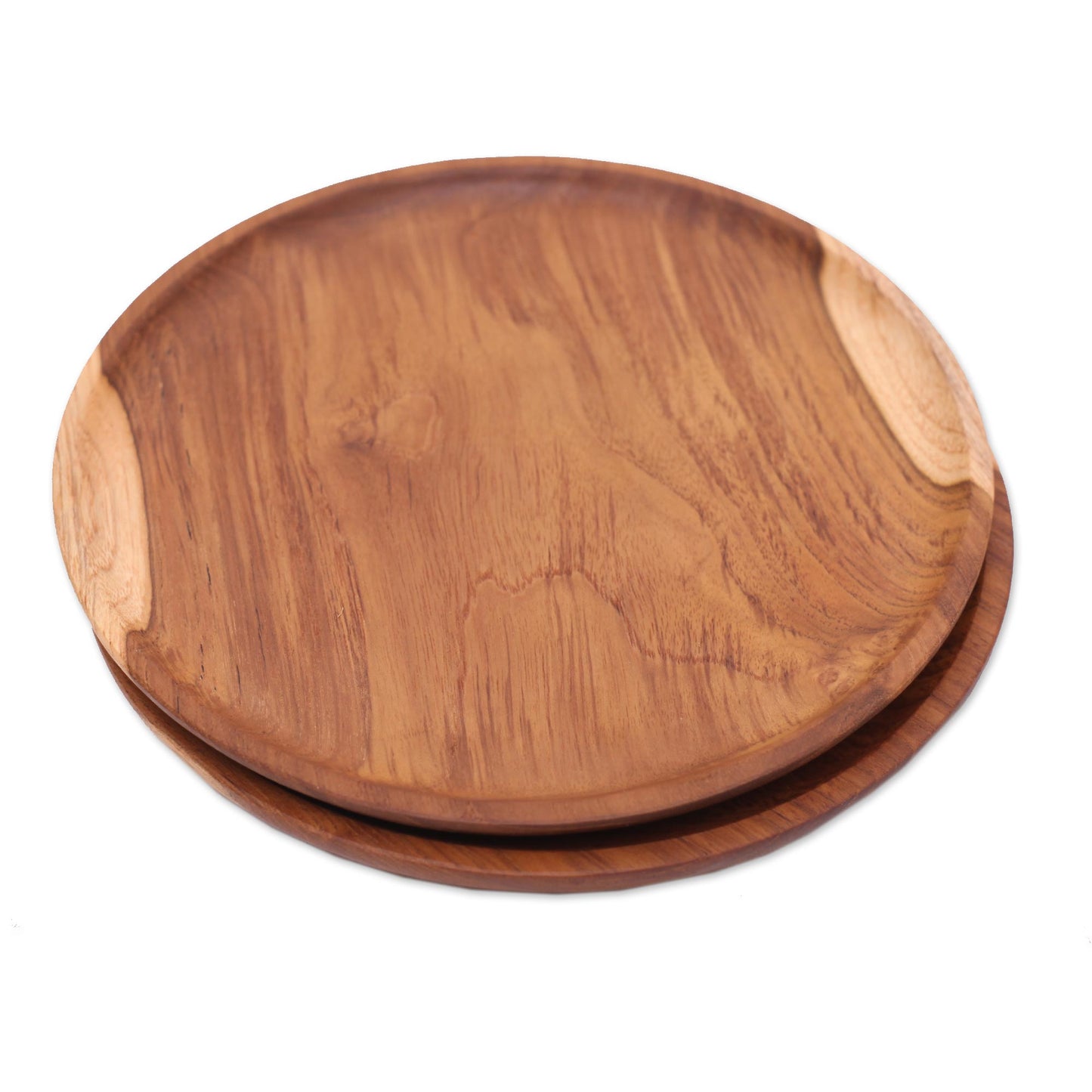 Natural Appetite Handcrafted Teak Wood Luncheon Plates (Pair)