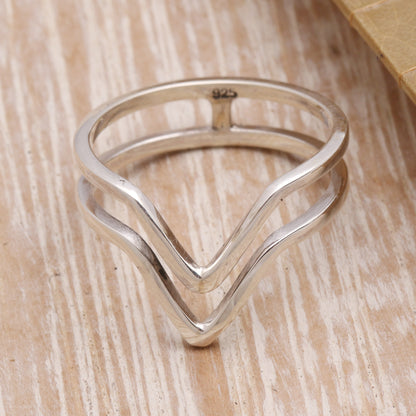 Shining Progress Pointed Sterling Silver Band Ring from Bali