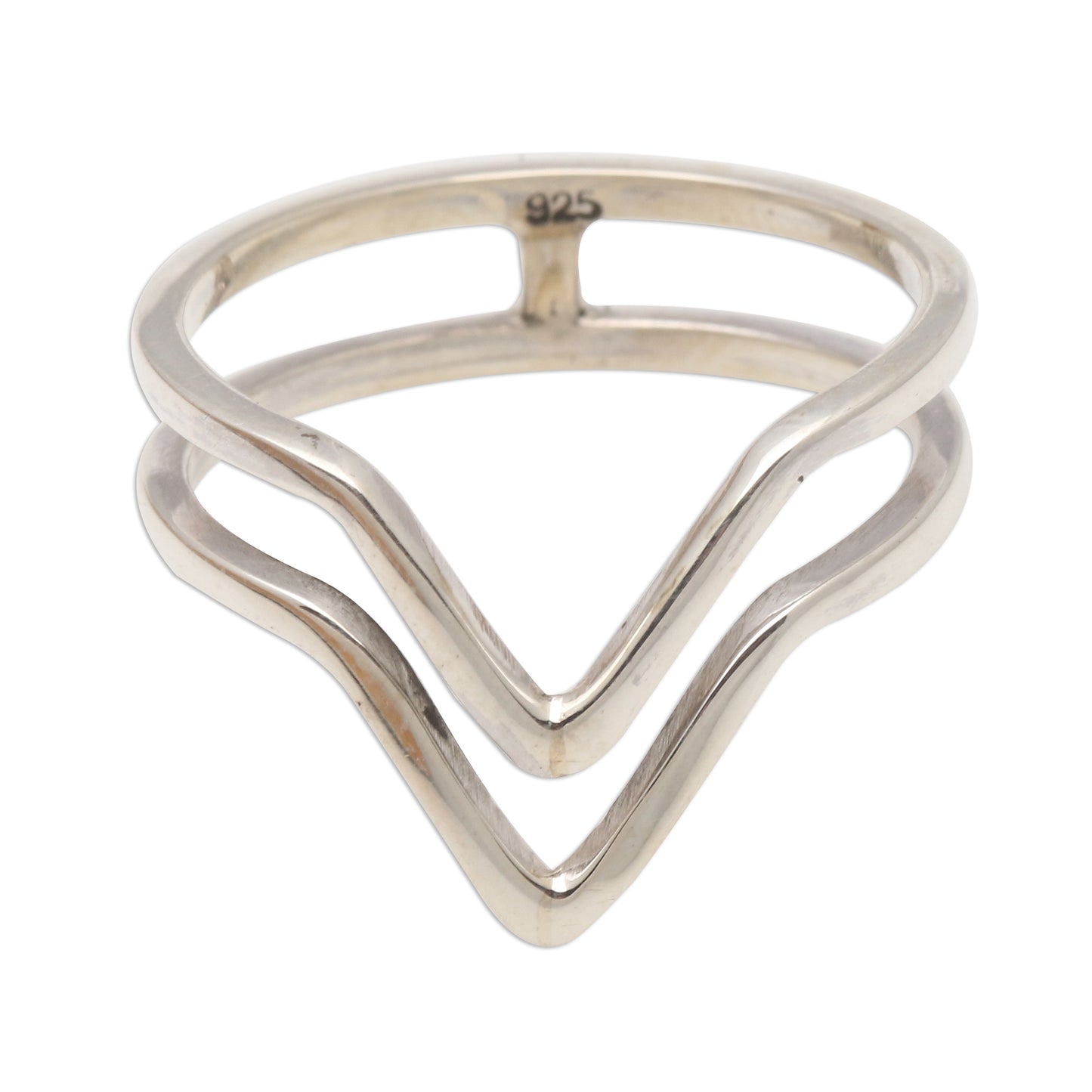 Shining Progress Pointed Sterling Silver Band Ring from Bali