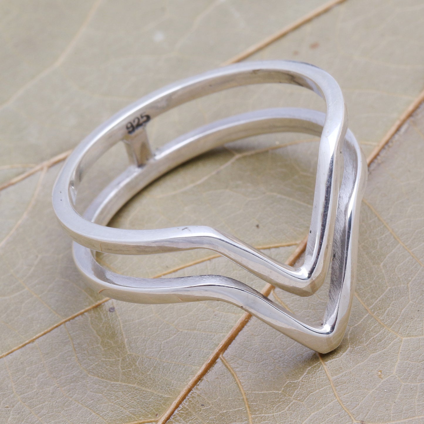 Shining Progress Pointed Sterling Silver Band Ring from Bali