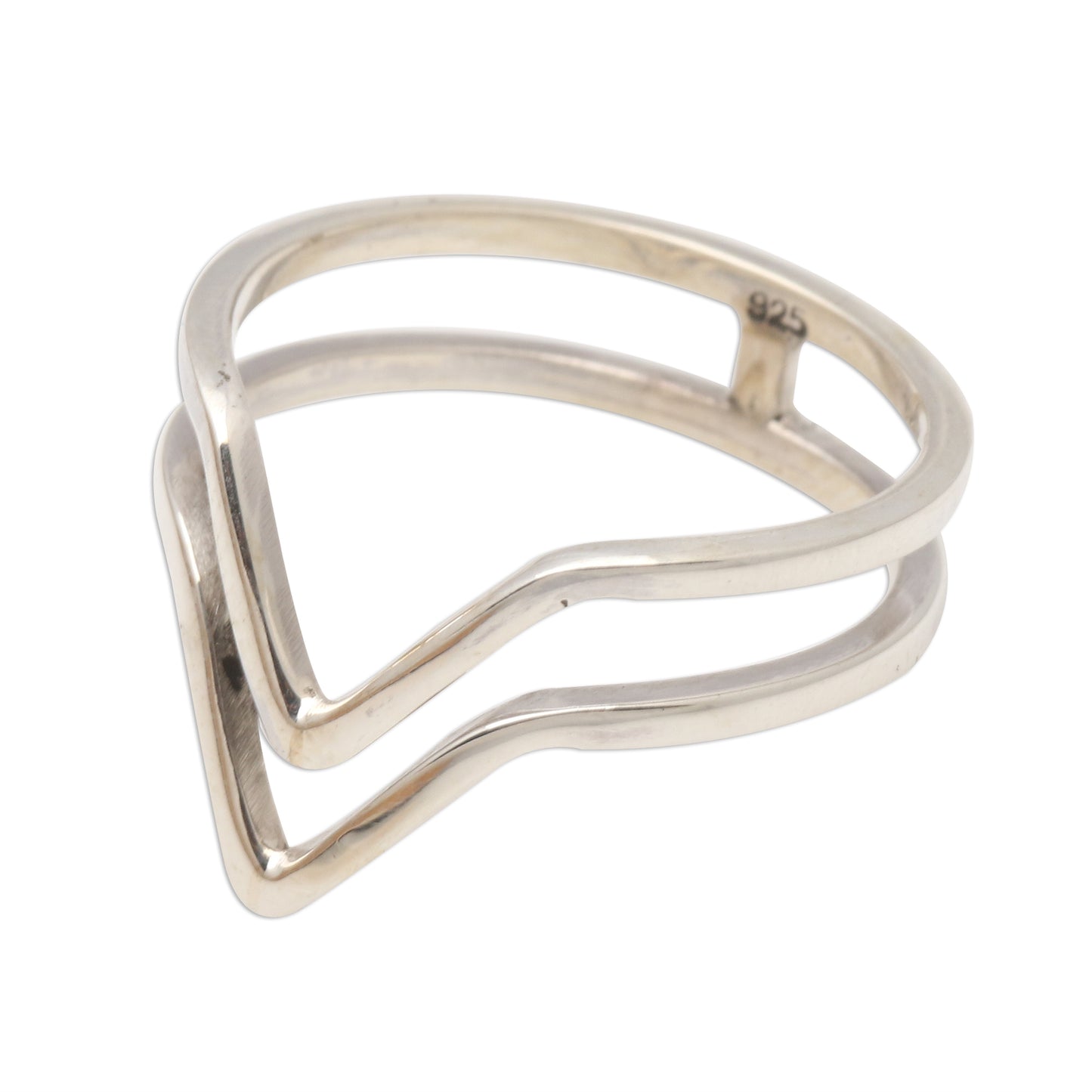 Shining Progress Pointed Sterling Silver Band Ring from Bali