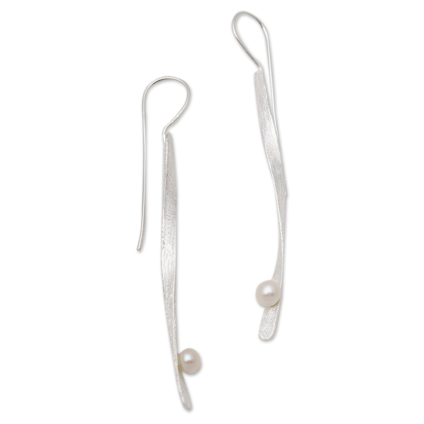 Dewy Twist Modern Cultured Pearl Drop Earrings Crafted in Bali