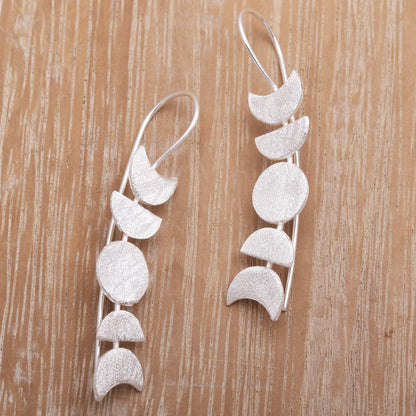 Moon Time Moon-Inspired Sterling Silver Drop Earrings from Bali